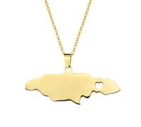 Genérico Jamaica Map Necklaces Stainless Steel Pendant Jewelry Heart Jamaican Map Jewelry Gift for Men and Women (Model 3)