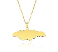 Genérico Jamaica Map Necklaces Stainless Steel Pendant Jewelry Heart Jamaican Map Jewelry Gift for Men and Women (Model 1)