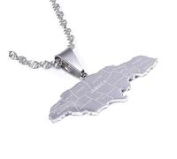 Genérico Jamaica Map Stainless With City Steel Pendant Necklaces Jewellery Jamaican Map Jewelry for Men and Women (Model 2)