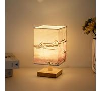 Genérico Japanese Lantern Bedside Bamboo Lamp, Vintage Rustic Wood Nightstand Desk Lamp, Farmhouse Table Decor Flower Lamps for Living Room Bedroom Homes Office Dresser