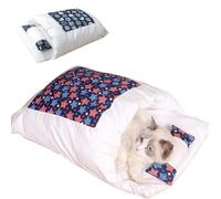 Genérico Japanese Style Cat Beds,Self Warming Cat Bed,Cute Kitten Puppies Sleeping Bag Cave Bed with Pillow Mat,Washable Pocket Pet Bed Cat Nest Snuggle Sack for Indoor Outdoor Pets (Blue, Medium)