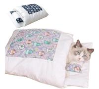 Genérico Japanese Style Cat Beds,Self Warming Cat Bed,Cute Kitten Puppies Sleeping Bag Cave Bed with Pillow Mat,Washable Pocket Pet Bed Cat Nest Snuggle Sack for Indoor Outdoor Pets (Purple, Small)