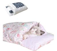 Genérico Japanese Style Cat Beds,Self Warming Cat Bed,Cute Kitten Puppies Sleeping Bag Cave Bed with Pillow Mat,Washable Pocket Pet Bed Cat Nest Snuggle Sack for Indoor Outdoor Pets (Pink, Small)