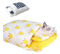 Genérico Japanese Style Cat Beds,Self Warming Cat Bed,Cute Kitten Puppies Sleeping Bag Cave Bed with Pillow Mat,Washable Pocket Pet Bed Cat Nest Snuggle Sack for Indoor Outdoor Pets (Yellow, X-Large)