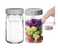 Genérico Jar - 1000ml Glass Salad Cup | 2-Pack Meal Prep Box With Dressing Container | Portable To-Go Pot For Workplace Dorm | 32oz Kitchen Pantry Storage | Lightweight 530g Picnic Camping Set