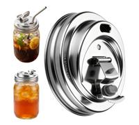 Genérico Jar Drinking Lid - Stainless Steel Leak Proof Wide Mouth Lid, Reusable Drink Cover, Portable Beverage Accessory | Water, Juice, Tea, Milk, Travel, Picnic and Outdoor Activities