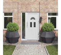 Genérico Jardinera 2 pcs Antracita 100 x 100 x 80 cm Acero,Casa y jardín,Jardín,Jardinería,Maceteros y jardineras-884029