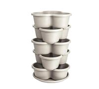 Genérico Jardinera De Jardín Vertical - Macetas De Cultivo De Fresas De PP Apilables De 5 Piezas con Bandeja | Contenedor De Torre De Flores De En Niveles | De Plantación Que Ahorra Espacio
