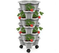 Genérico Jardinera Vertical - 6 Niveles con Ruedas Ahorrador Espacio | Macetas Torre de Fresas - para Interior, Exterior, Balcón, Patio, Bancal Elevado, Invernadero, Cultivar Fresas Y Flores