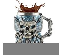 Genérico Jarra de Cerveza - Jarra de Resina con Inserto de Acero Inoxidable Calavera para Cerveza y Café - Reutilizable 500 ml para Hogar Estudio Viajes Diarios Regalos Amigos Fiestas