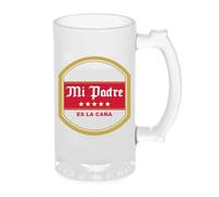 Genérico Jarra de Cerveza Personalizada Mi Padre es la Caña Cristal Esmerilado Mate 500 ml Regalo Papá Día del Padre
