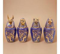 Genérico Jarras Canopas Egipcias Antiguas - Set de 4 Piezas Decorativas para Coleccionistas, Estilo Faraónico con Diseño Detallado - Artículo de Decoración para Hogar, Oficina o Exposiciones(Morado)