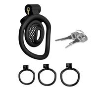 Genérico Jaula Transpirable de Nido de Abeja Positivo y Negativo para Hombres, Mini Dispositivo invertido Plano para Hombres con 3 Anillos de Diferentes tamaños (Negro, Negativo)
