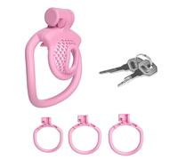 Genérico Jaula Transpirable de Nido de Abeja Positivo y Negativo para Hombres, Mini Dispositivo invertido Plano para Hombres con 3 Anillos de Diferentes tamaños (Rosa, Positivo)