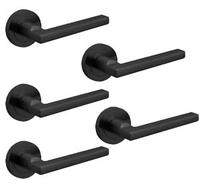 Genérico Jdel Pack de 5 juegos de manivela roseta negra L recta para puertas de interior
