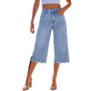 Genérico Jean Capris de cintura alta para mujer, pantalones vaqueros anchos 7/8 Denim de calidad premium, cómodos y transpirables colores disponibles para verano diario salida y atuendos elegantes