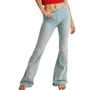 Genérico Jeans Mujer - Vaqueros De Mujer Anchos Pantalones Vaqueros de Cintura Media con Corte de Bota para Mujer Pantalones Vaqueros elásticos Informales para mamá (Light Blue XXL)