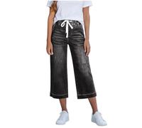 Genérico Jeans para Mujer Stretch Chic Moda Pantacourt 7/8 Stretch para Mujeres Pantalones de Verano Destroyed Pantalones de Ocio Ligero Pantalones Cortos 3/4 Pantalones para Mujer de Talle Alto