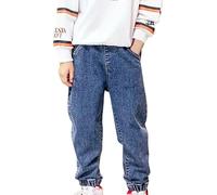 Genérico Jeans Rectos para niños,Vaqueros de Corte Recto Regular Pantalones Niños con Cintura Ajustable Sueltos Cómodos Grande Size Streetwear 3 a 17 años
