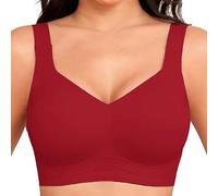 Genérico Jelly Bras for Women Seamless Push Up Yoga Bra Lightly Lined Padding for Daily Wear Wireless T-Shirt Bra (Red,4XL)