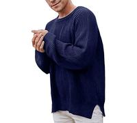 Genérico Jersey Canalé Hombre, Suéter para Hombre, Talla Grande Color Sólido Transpirables Holgados Cómodo Sweater Fit Cómodo Jersey Ideal para Uso Diario O Estilo Casual