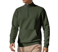 Genérico Jersey con cremallera para hombre con cuello alto y bolsillos jacquard para un estilo casual y moderno en otoño sudaderas hombre cálido y cómodo para salir, ejército verde, XL