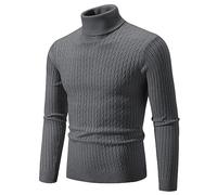 Genérico Jersey Cuello Alto Hombre Invierno, Suéter De Punto Fino Hombre, Manga Larga De Punto Elástica Slim Fit Color Sólido Jersey Holgados Moda Cómodo Suéteres para Capas Uso Diario O Estilo