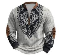 Genérico Jersey de Hombre para Exteriores con Media Cremallera Sudadera de Tatuajes Vikingos de MitologíA NóRdica Suéter de Trabajo Suave y Cálido Ropa Callejera GóTica Medieval Vintage