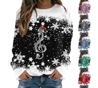 Genérico Jersey de Navidad para mujer Pull Moche de Noel para mujer Sudadera navideña sin capucha jersey de Navidad mujer Ugly Christmas sudadera pull Noel Familia Sudadera polar invierno