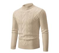 Genérico Jersey Hombre Cuello Alto, Suéter De Punto Delgado con Cuello Alto Básico Punto Fino Cálido Jersey Manga Larga Invierno Pullover Chaqueta Suéter Abrigo
