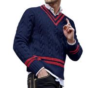 Genérico Jersey Hombre Cuello Pico-Jersey Canalé Hombre Otoño/Invierno De Punto con Diseño De Colores Contrastantes Pullover Corte Oversized Y Estilo Moderno Ideal para Looks Casuales O Capas