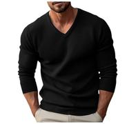 Genérico Jersey Hombre Cuello Pico-Jersey Fino Hombre Manga Larga Transpirables De Punto Delgado Y Ajustado Suéter con Diseño Minimalista Ideal Moda Sweater para Capas O Looks Elegantes