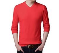Genérico Jersey Hombre Cuello Pico, Suéter De Punto Fino Hombre De Punto Ajustado En Color Sólido Pullover Diseño Minimalista Y Elegante Ideal Sweater para Capas Oficina O Estilo Casual