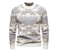 Genérico Jersey Hombre - Jersey Hombres Suéter de Hombre otoño e Invierno Nuevo imitación visón Terciopelo Grueso cálido por Dentro con una Camisa Inferior suéter de Cuello Redondo (Khaki S)