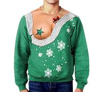 Genérico Jersey Hombre Navideño, Sudadera Sin Capucha Hombre Divertido Navidad Manga Larga Jersey Navideño Feo De Impresión Redondo Pullover De Punto De Navidad Al Aire Libre