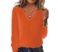 Genérico Jersey Mujer Jersey Navidad Mujer Largo Otoño 2025 Suéter Sin Capucha Divertido Jerséis Cashmere Talla Grande Punto Basico Top Elegante Termico Jumper Ropa 2#Naranja XL