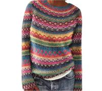 Genérico Jersey Mujer Jersey Navideño Mujer Cuello Pico Divertido Jerséis Christmas Fino Jacquard Suéter Otoño 2025 Oversize Noruego Top Cashmere Fiesta Lentejuelas Jumper Ropa 2#Amarillo M