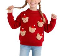 Genérico Jersey Navidad Bebe 2 Años - Suéter De Punto Suave Y Cálido para Niñas Ideal para El Invierno con Rayas Clásicas Y Un Adorable Diseño De Osito Bebés Y para Usar En Vacaciones
