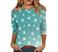 Genérico Jersey Navidad Mujer Feo Sudadera Mujer Christmas Camiseta Gracioso Polar Sudaderas Hortera Sweater Termica Blusa Punto Casual Fiesta Xmas Mulher Print Invierno Tops Cian 3XL