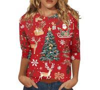 Genérico Jersey Navidad Mujer Sudadera Mujer - Christmas Ugly Sweater Camiseta Ropa Gracioso Polar Feo Blusa Funny Elegante Mulher Fiesta Xmas Casual Suéter Invierno Sudaderas Rojo S