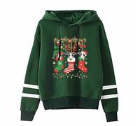 Genérico Jersey Navideño Jersey Navideño Mujer Sudadera Navidad Mujer Cena de Navidad Suéter Super Adorable con Estampado De Ciervo Y Perro