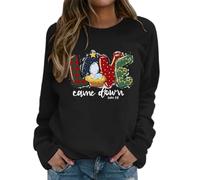 Genérico Jersey Navideño Jersey Navideño Mujer Sudadera Navidad Mujer Estilo Casual Diario Sudadera Pullover con Estampado Top Deportivo Cómodo