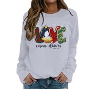 Genérico Jersey Navideño Jersey Navideño Mujer Sudadera Navidad Mujer Estilo Casual Diario Sudadera Pullover con Estampado Top Deportivo Cómodo
