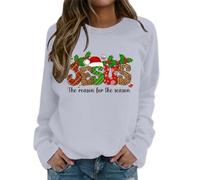 Genérico Jersey Navideño Jersey Navideño Mujer Sudadera Navidad Mujer Estilo Casual Diario Sudadera Pullover con Estampado Ropa Deportiva Cálida