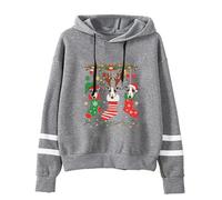 Genérico Jersey Navideño Jersey Navideño Mujer Sudadera Navidad Mujer para Las Fiestas Suéter Super Adorable con Estampado De Ciervo Y Perro