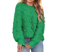 Genérico Jersey Navideño Mujer Elegante, Jersey Mujer Invierno,De Punto con Cuello Redondo para Mujer De Punto con Lunares Manga Larga Liso Elegante Top De Punto