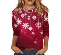 Genérico Jersey Navideño Mujer Gracioso Sudadera Navidad Ugly Polar Feo Camiseta Tops Christmas Blusa Funny Sweater Casual Suéter Fiesta Xmas Mulher Print Invierno Ropa Vino 3XL