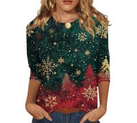 Genérico Jersey Navideño Mujer Hortera Sudadera Mujer Impresión Sweater Christmas Polar Sudaderas Feo Blusa Casual Camiseta Funny Print Fiesta Xmas Mulher Termica Invierno Tops Verde XL