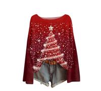 Genérico Jersey Navideño Mujer Hortera Sudadera Mujer Ugly Blusa Gracioso Sweater Sudaderas Feo Polar Print Camiseta Casual Suéter Fiesta Xmas Mulher Elegante Invierno Ropa Rojo XXL