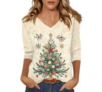 Genérico Jersey Navideño Mujer Impresión Sudadera Navidad Feo Camiseta Hortera Blusa Sudaderas Christmas Polar Casual Sweater Funny Termica Fiesta Xmas Mulher Punto Invierno Tops Beige S